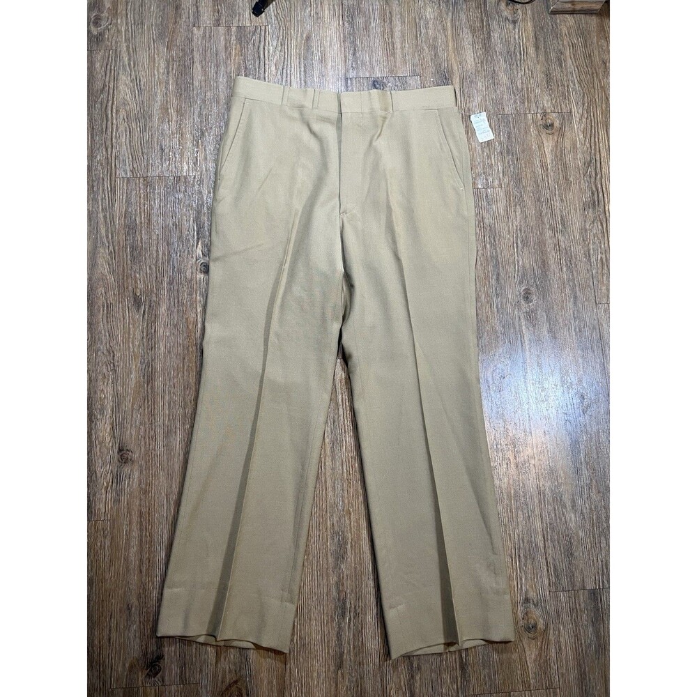 NWT Vintage 80s Corbin Buggy Whip Wool trousers brown flat front 36x30